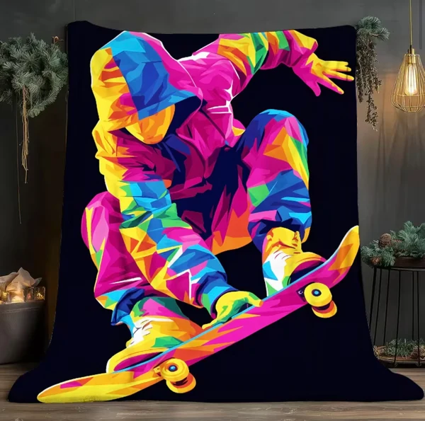 Organic Skateboard Hip Hop Blanket – Urban Skateboard Throw Blanket for Kids amp Teens Sustainable