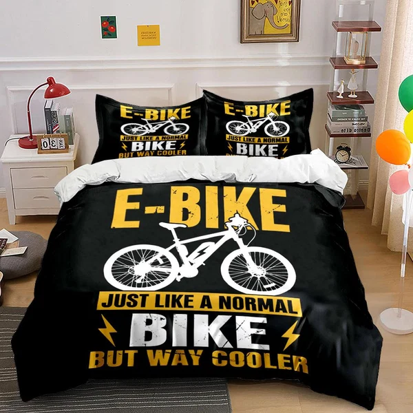 Natural E-Bike Duvet Cover Set – Electric Bike Bedding for Bike Lovers Fine Crafted