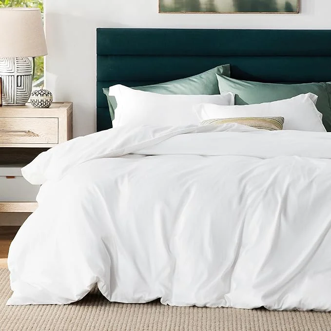 Efficient Bedsure Duvet Cover King Size - Moisture-Wicking Silky Eucalyptus Lyocell Cotton Hybrid Comforter Cover Set for Hot Sleeper - GentleSoft™ and Breathable Cooling Bedding Set Bright White Traditional