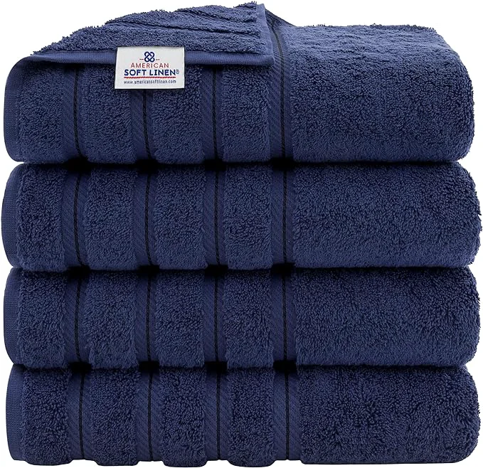 Exceptional American Soft Linen Luxury 4 Piece Bath Towel Set 600 GSM Cotton Turkish Specialty