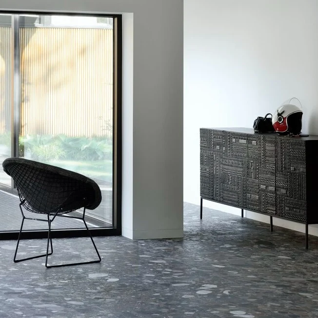 Dependable Tabwa Black Teak Sideboard 4 Doors Durable