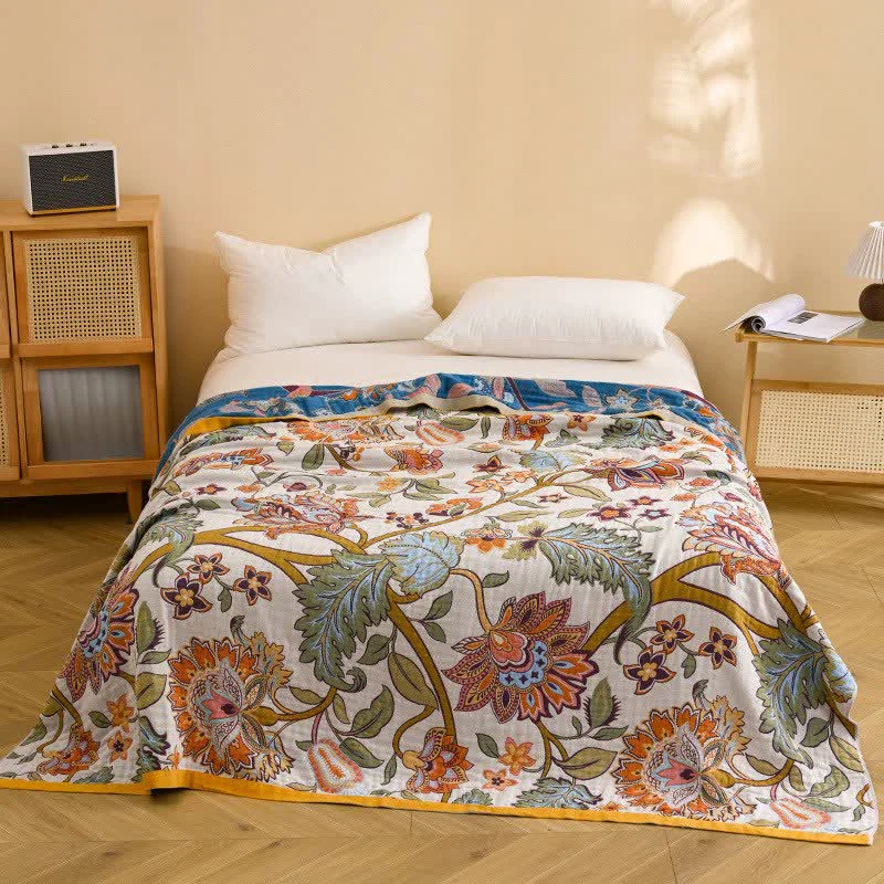 Classic Ownkoti Retro Floral Pure Cotton Quilt Blanket Organic
