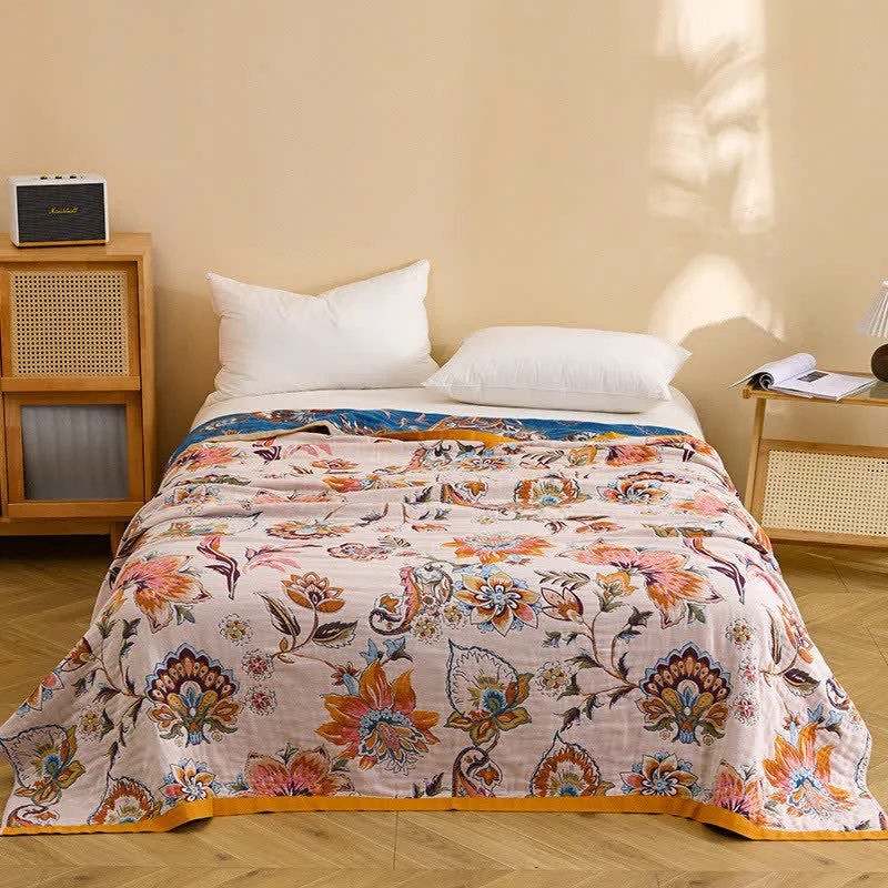 Crafted Ownkoti Blooming Floral Pure Cotton Quilt Blanket Eco-Friendly