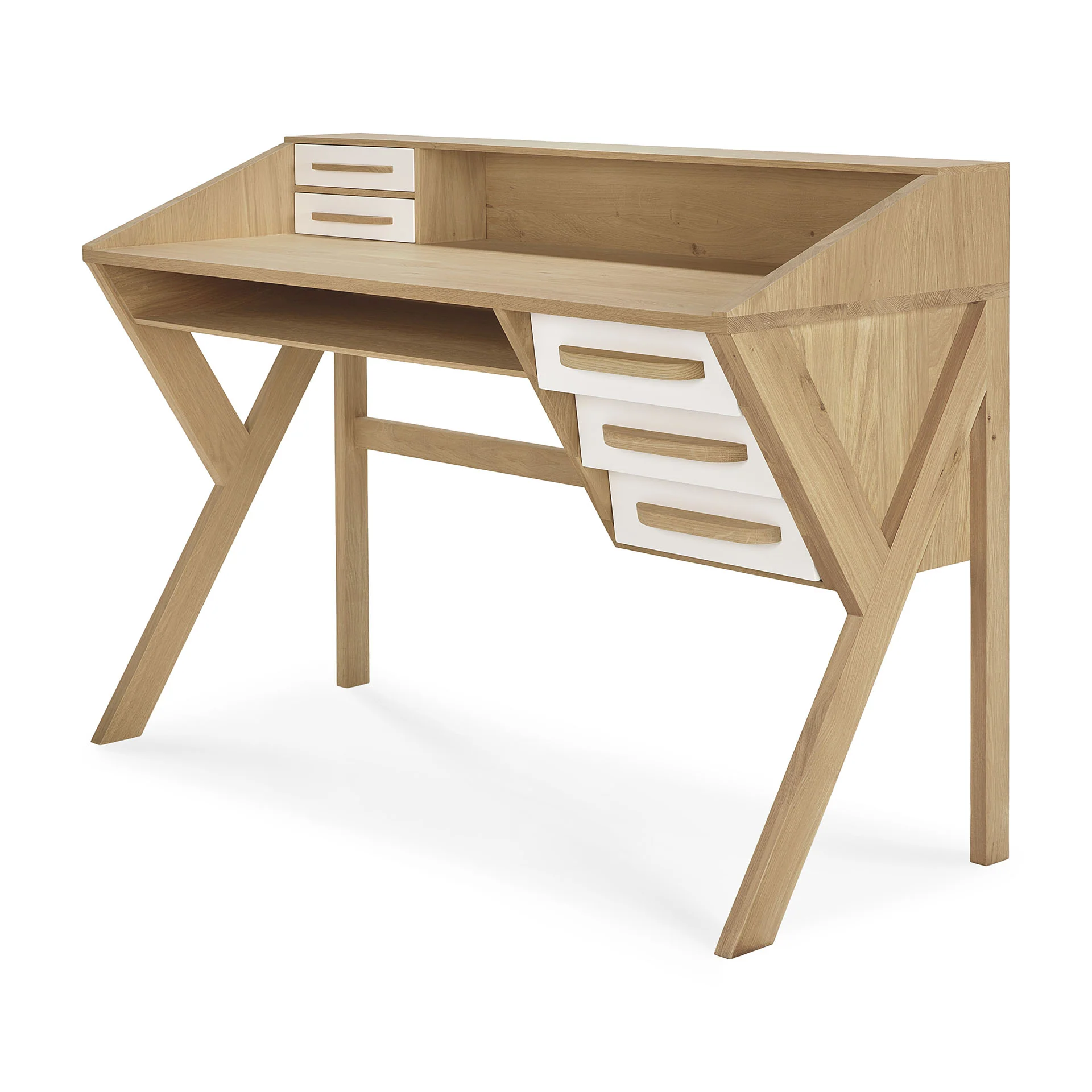 Artisan Origami Solid Oak Desk Cream Premium Material