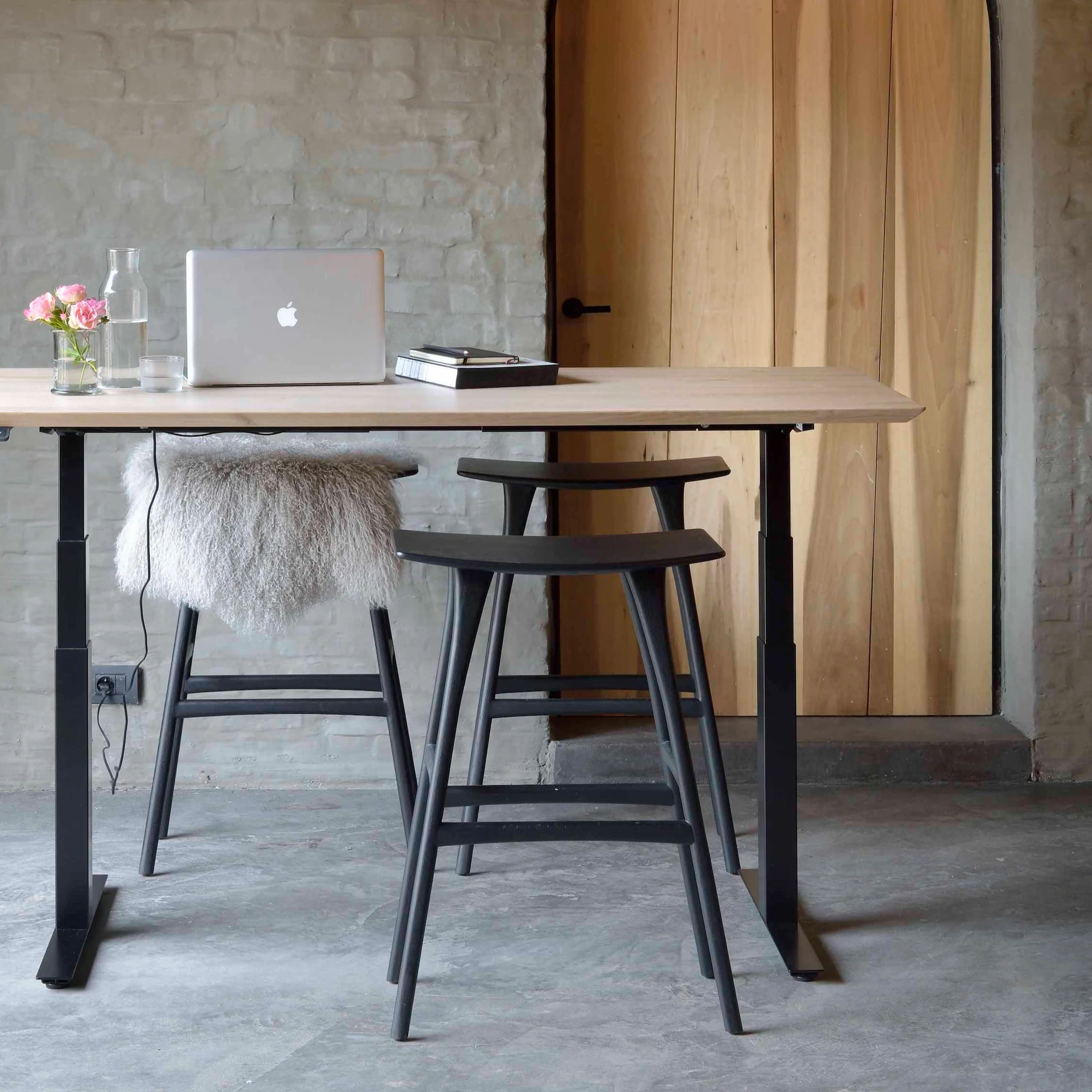 Practical Bok Adjustable Solid Oak Desk Black Base 79 quot Elegant