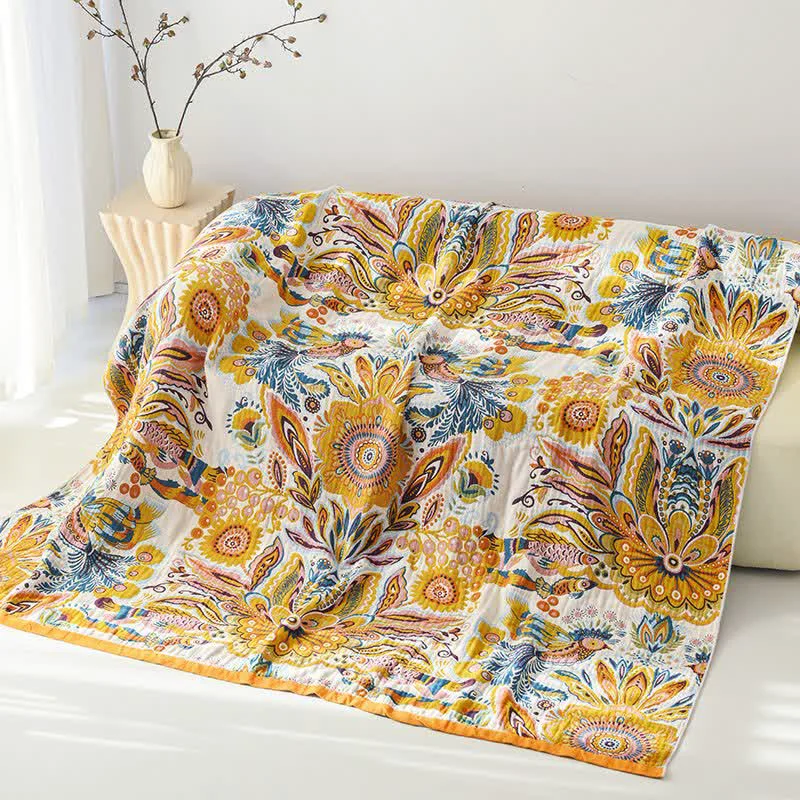 Relaxed Ownkoti Tropical Floral Pure Cotton Blanket Expertly Made