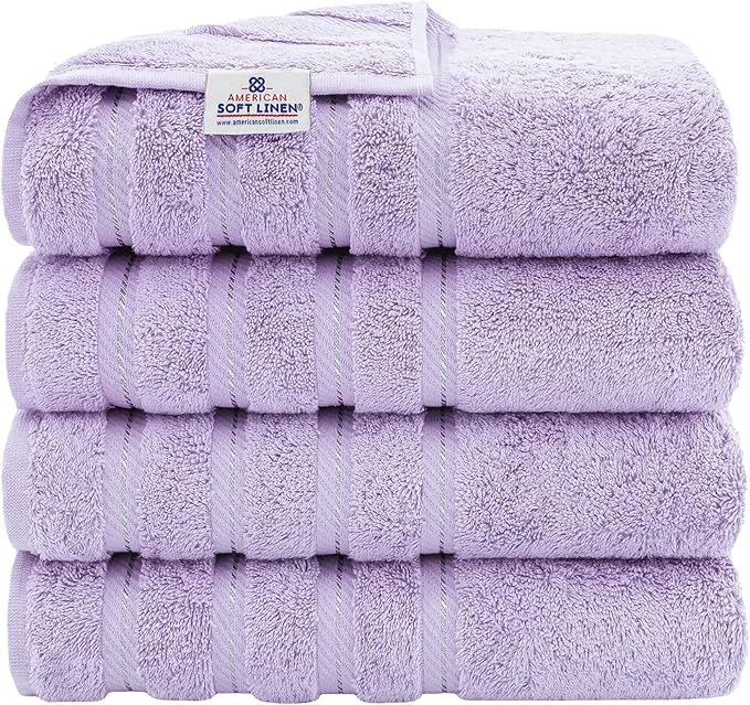 Modern American Soft Linen Luxury 4 Piece Bath Towel Set 600 GSM Cotton Turkish Powerful