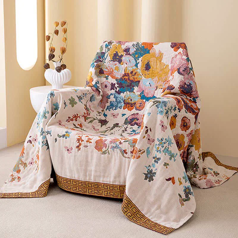 Sustainable Ownkoti Floral Garden Pure Cotton Blanket Genuine