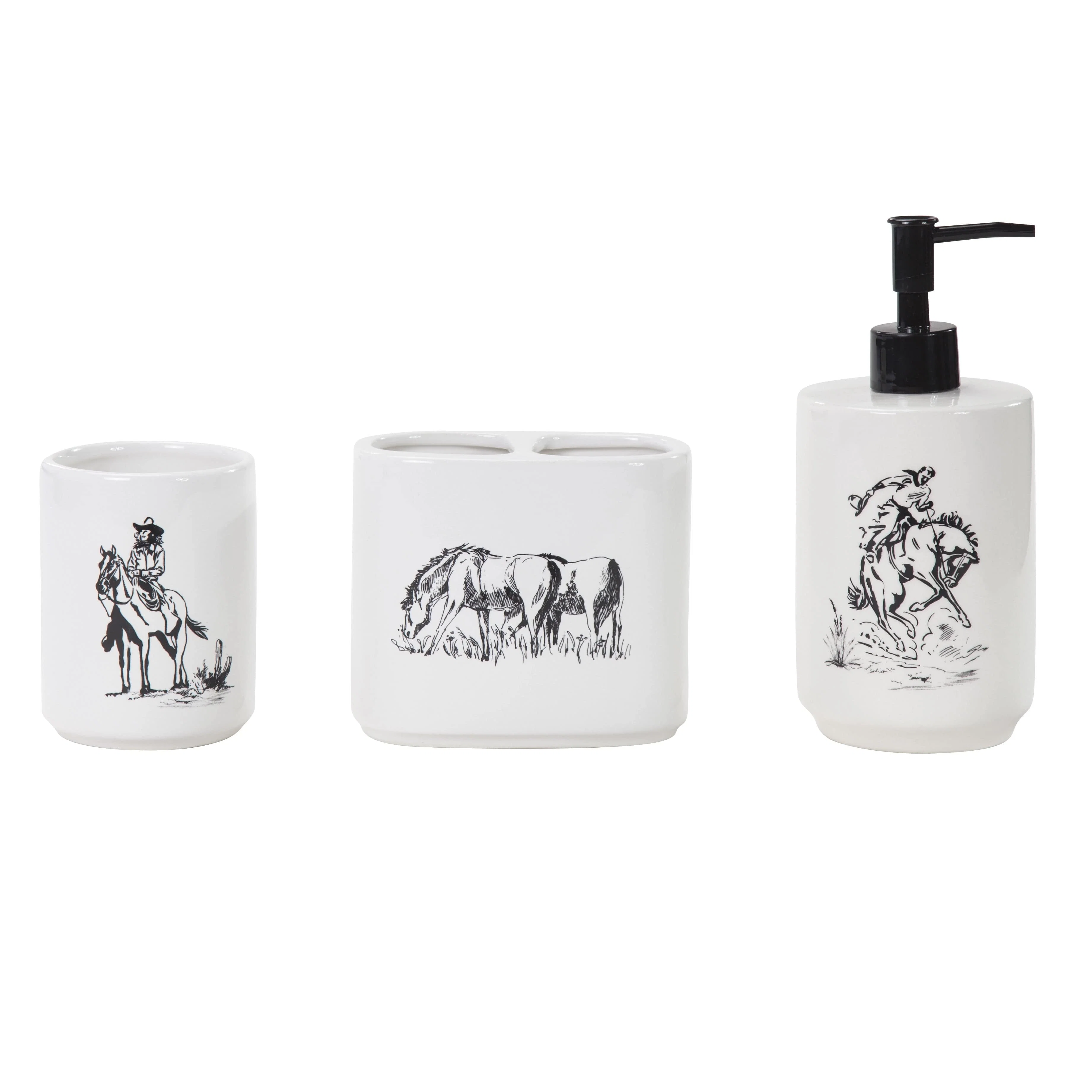 Trendy Ranch Life Countertop Bathroom Set 3 Pc Convenient