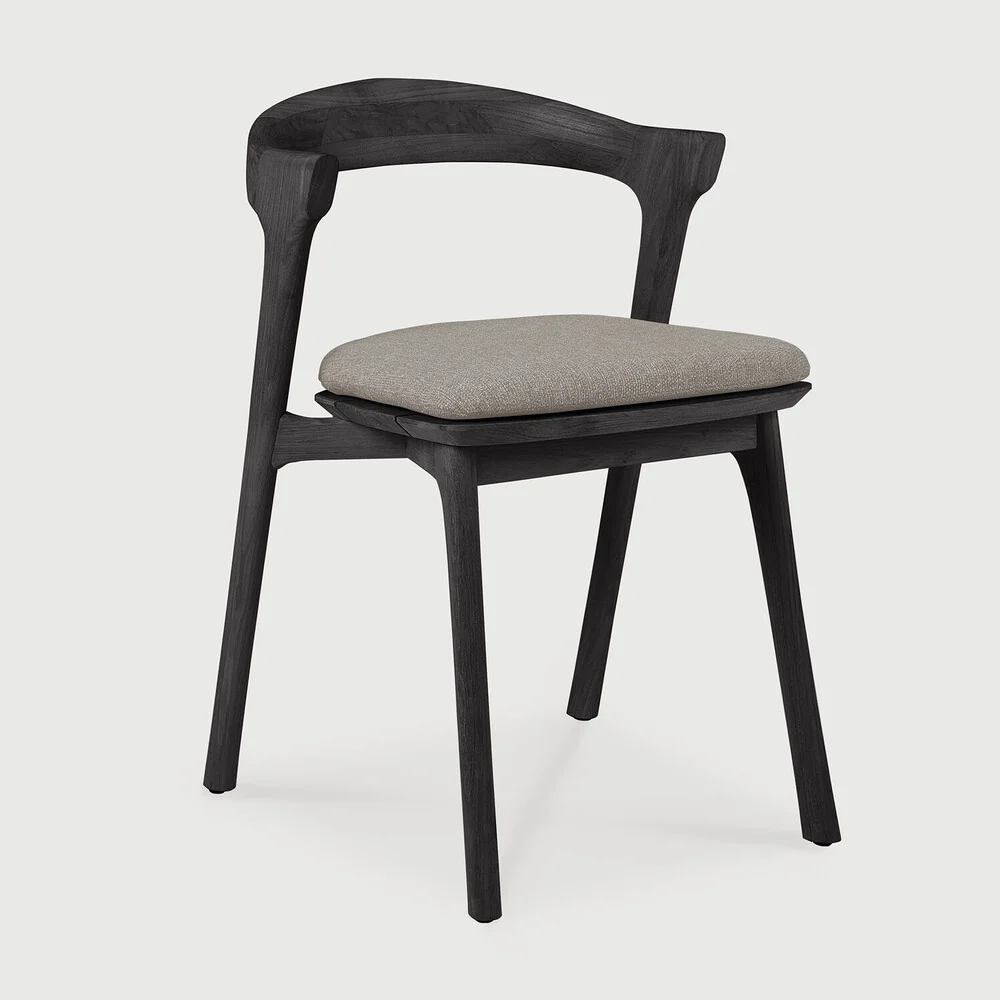 Versatile Bok Solid Black Teak Outdoor Dining Chair With Mocha Fabric Original Design