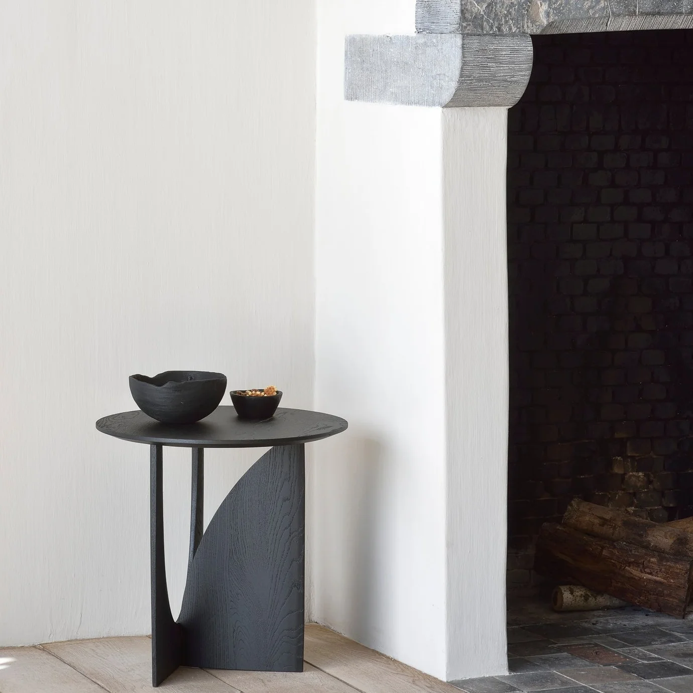 Sustainable Geometric Side Table Black Oak Sophisticated