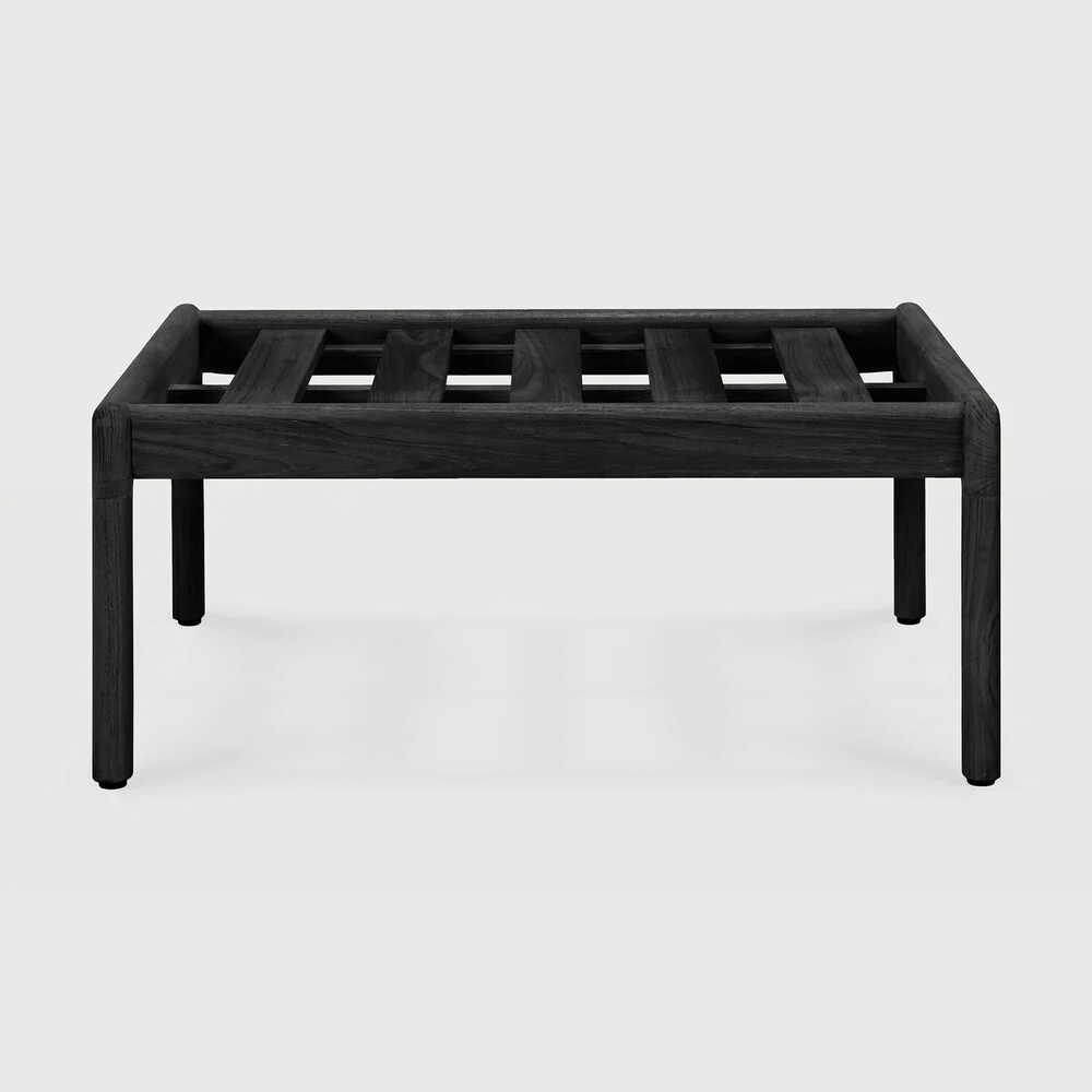 Functional Jack Solid Black Teak Outdoor Footstool Frame Contemporary