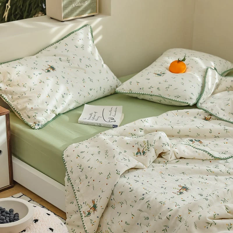 Soft Ownkoti Botanical Leaf amp Bunny Cotton Gauze Bedding Genuine