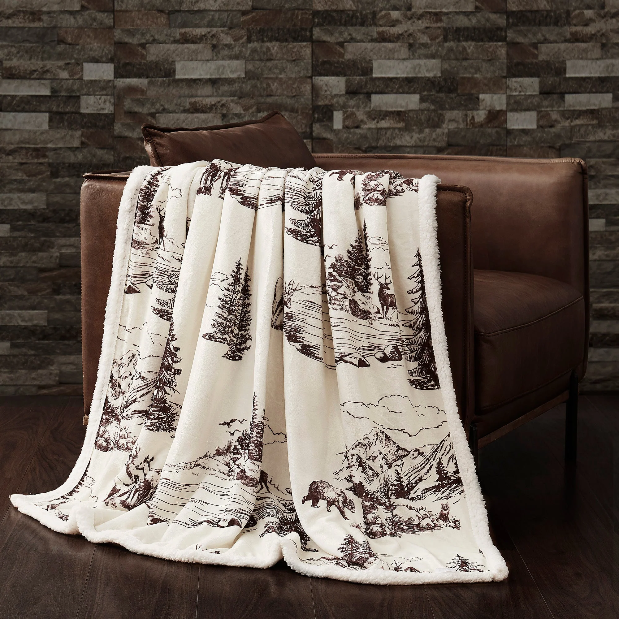 Carefully Designed White Pine Campfire Sherpa Throw Selected