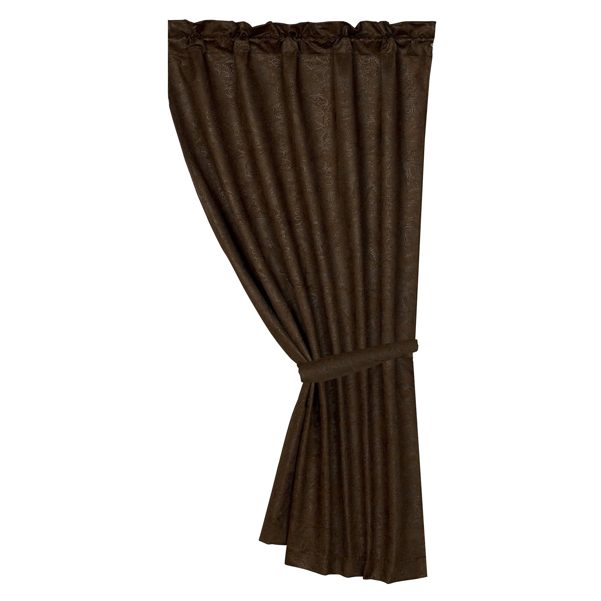 Comfortable Chocolate Tooled Leather Curtain Smart