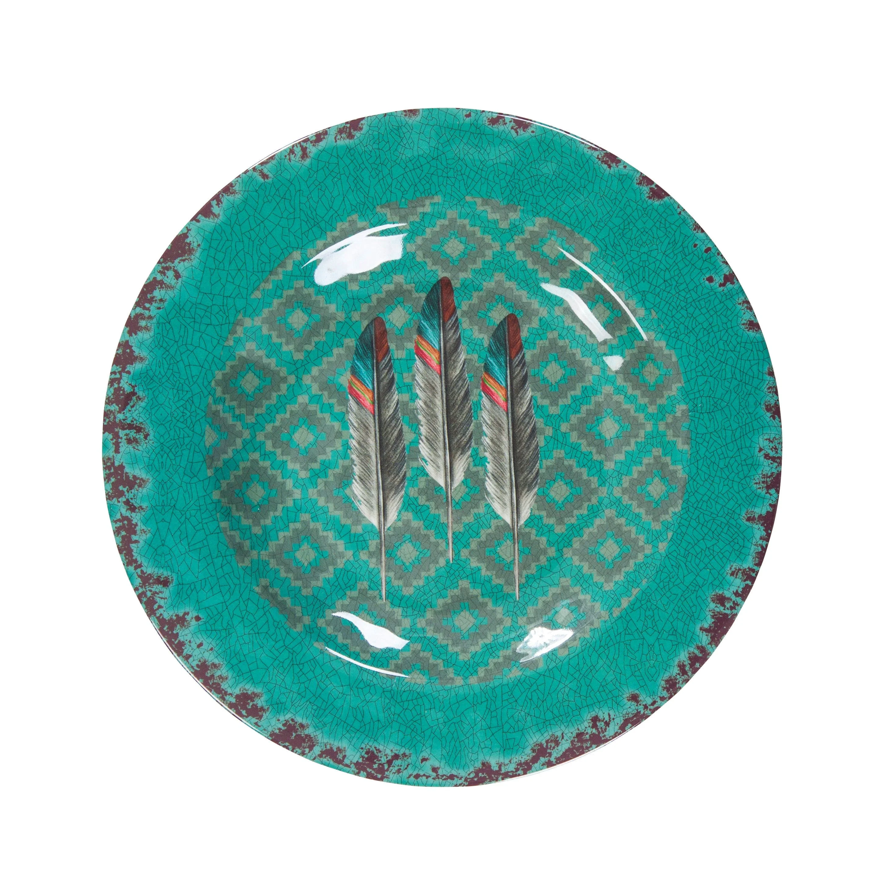 Advanced Feather Design Melamine Salad Plate Set 4 Pc Certified