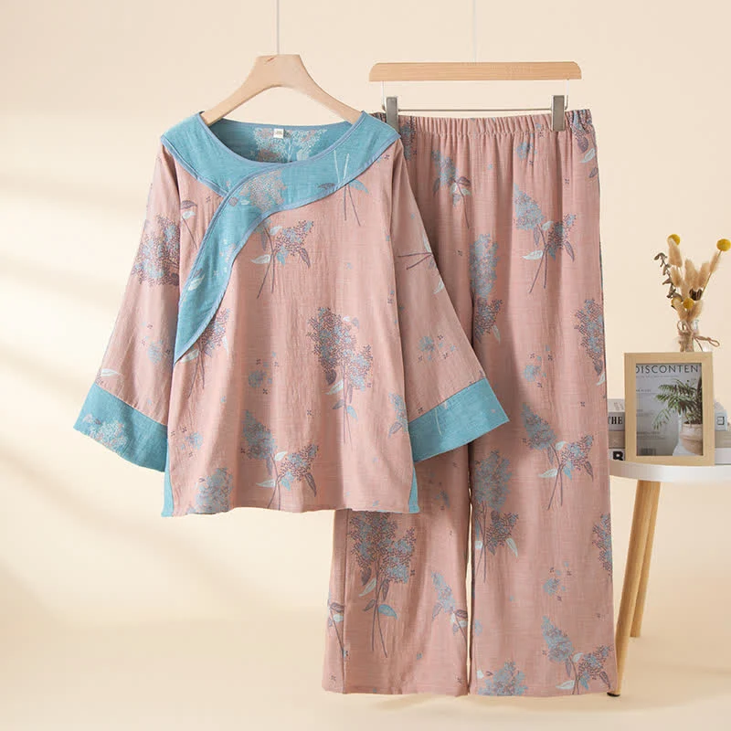 Safe Ownkoti Pink Botanical Pure Cotton Pajama Set