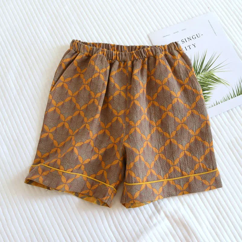 Optimized Ownkoti Yellow Plaid Cotton Gauze Pajama Shorts Original Design