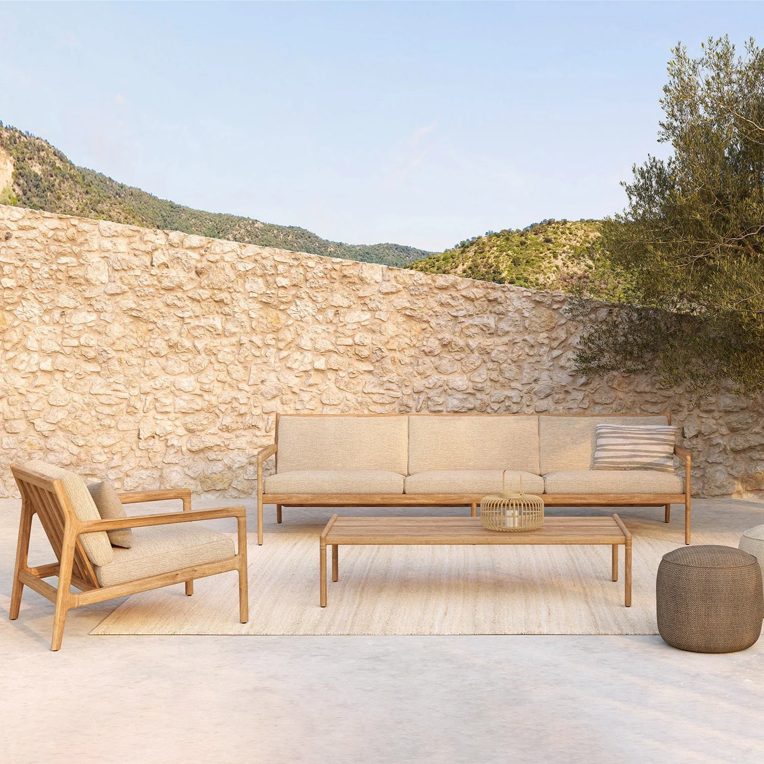 Optimized Jack Solid Teak Outdoor Coffee Table 59.5 quot Durable