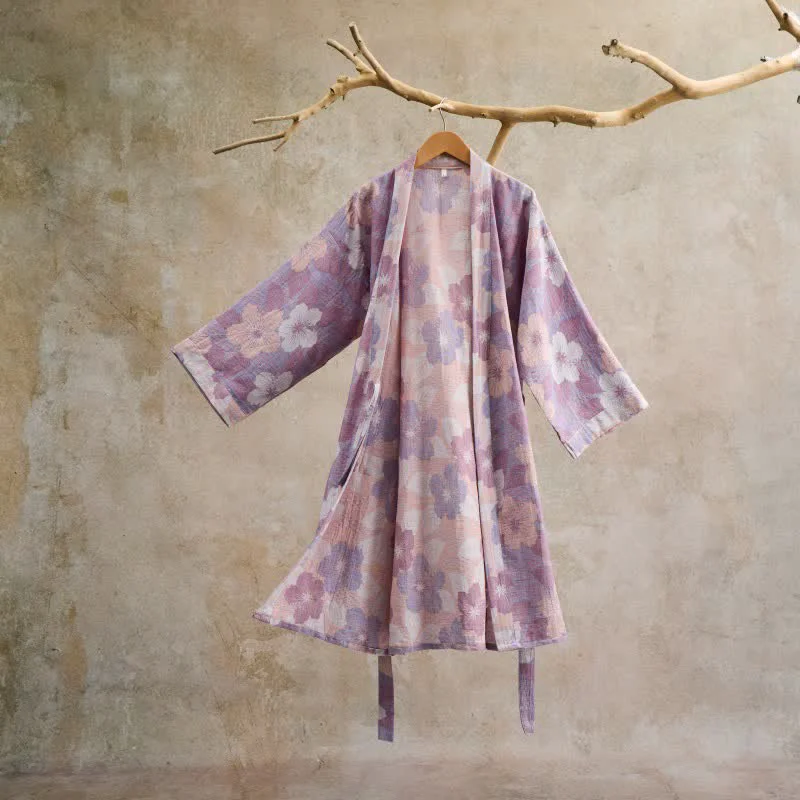 Traditional Ownkoti Cherry blossom Cotton Gauze Kimono Robe First-Class