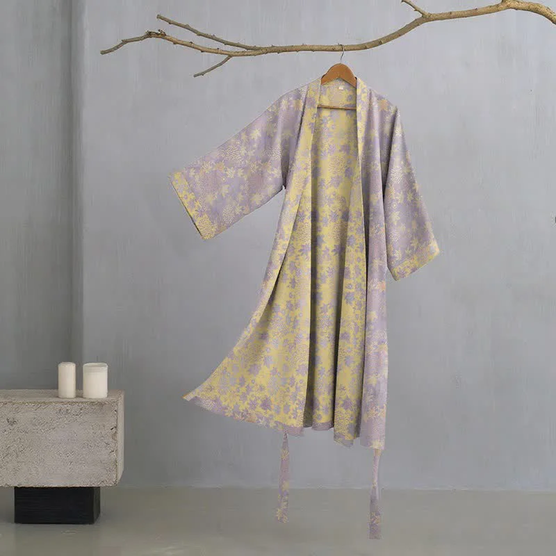 Fashionable Ownkoti Double Gauze Botanical Cotton Kimono Robe Excellent