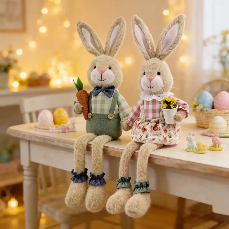 Sophisticated Ownkoti Country Style Sitting Bunny Plush Figurine Clean