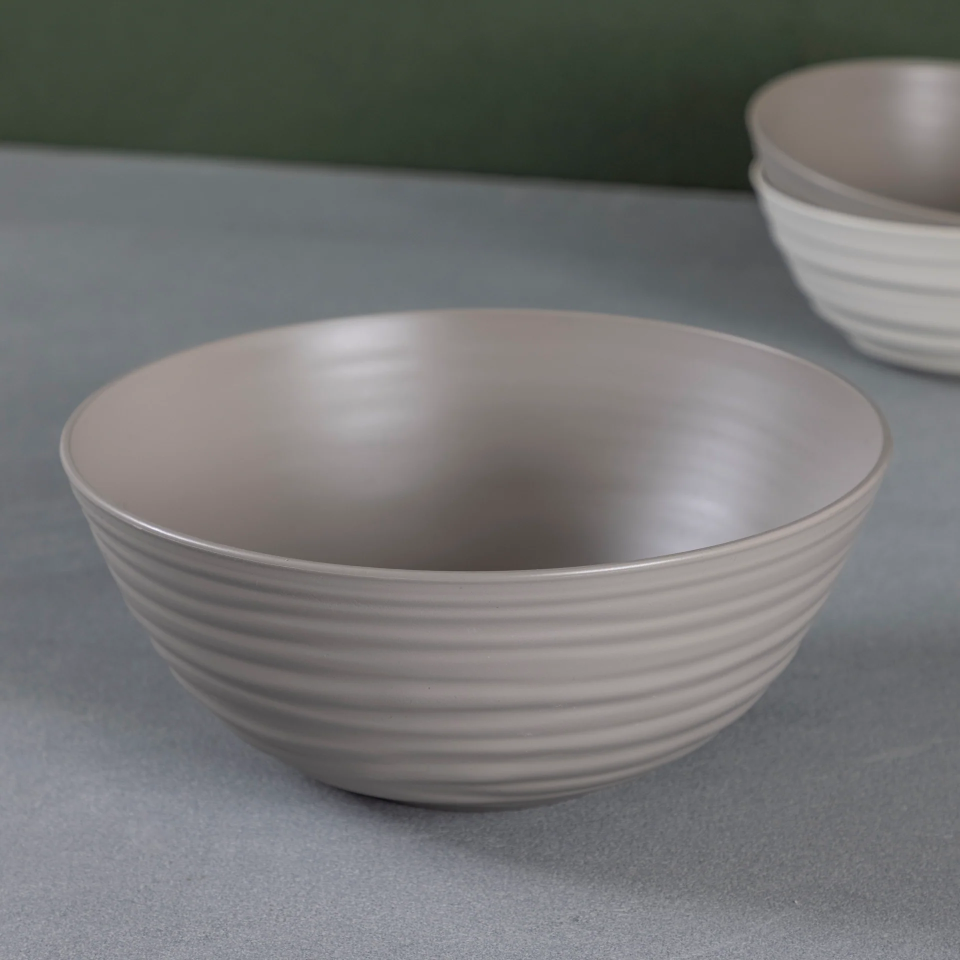 Minimalist Tierra Serving Bowl Large Taupe Modern