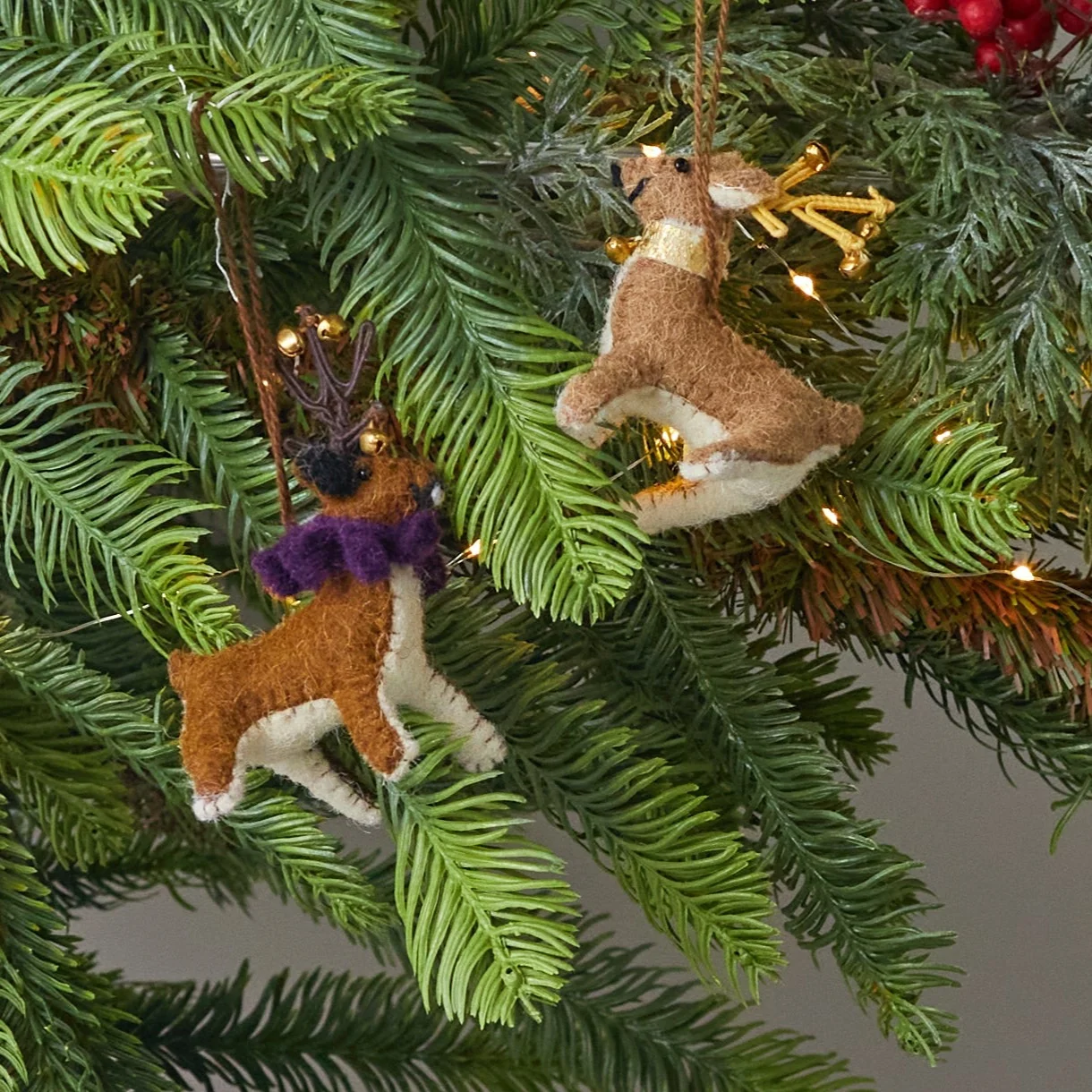 Consistent Wool Felt Deer Ornaments Set of 2 Organic