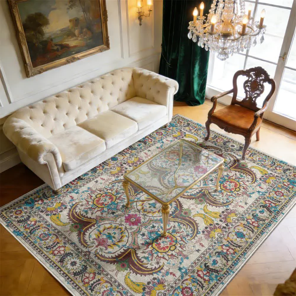Authentic Ownkoti Vintage Persian Bohemian Floor Mat Natural