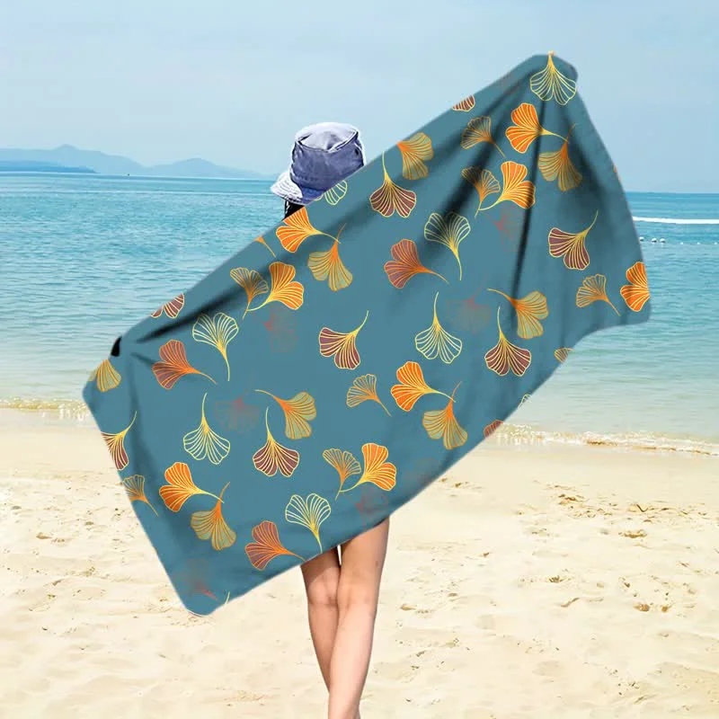Professional Ownkoti Elegant Ginkgo Leaf Beach Towel Minimalist