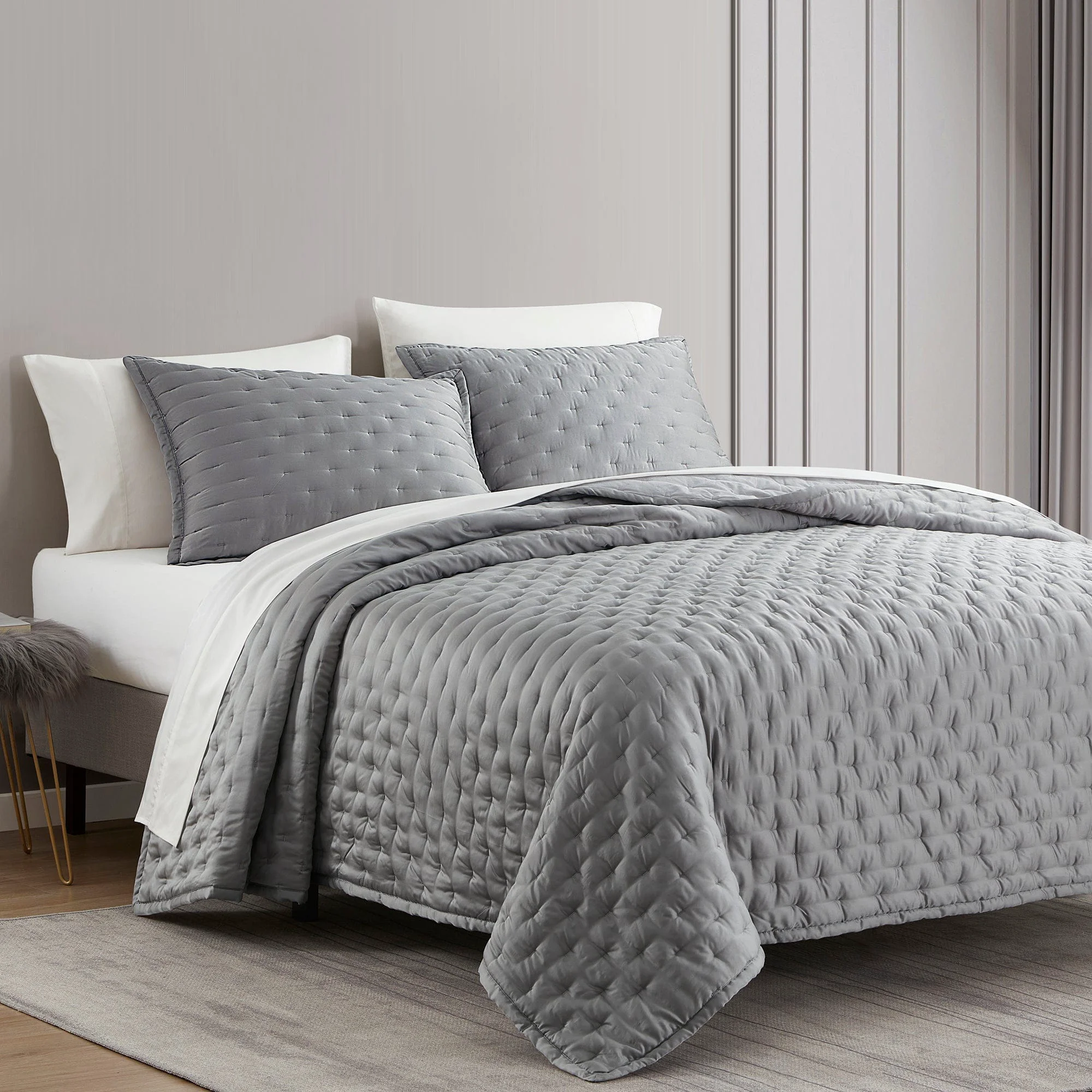 Natural Eucalyptus Pintuck Quilt First-Class