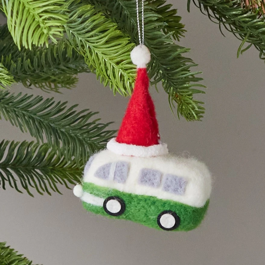 Natural Felt Christmas Bus Ornament Fashionable