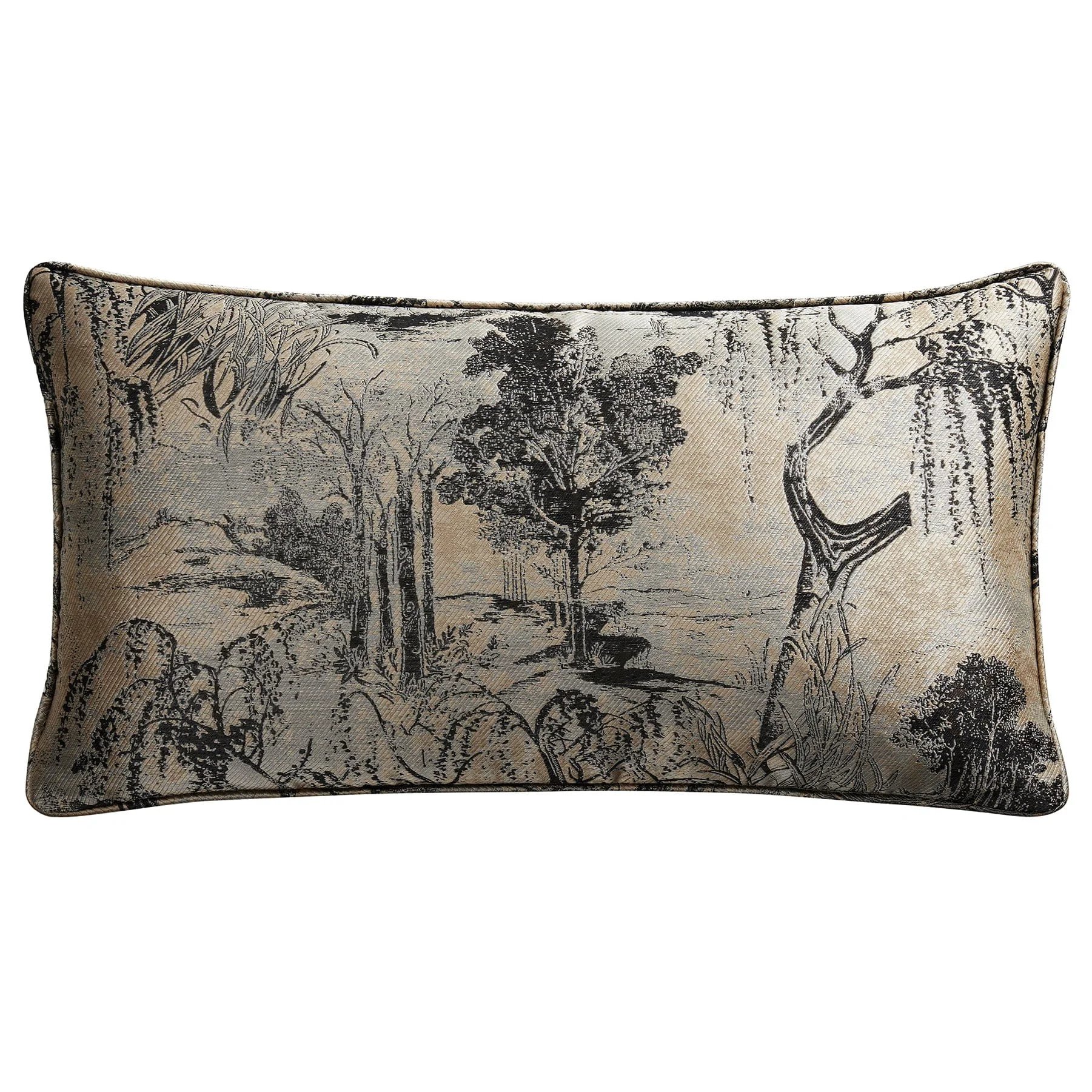 Trendy Pastoral Jacquard Lumbar Decorative Pillow Premium Material
