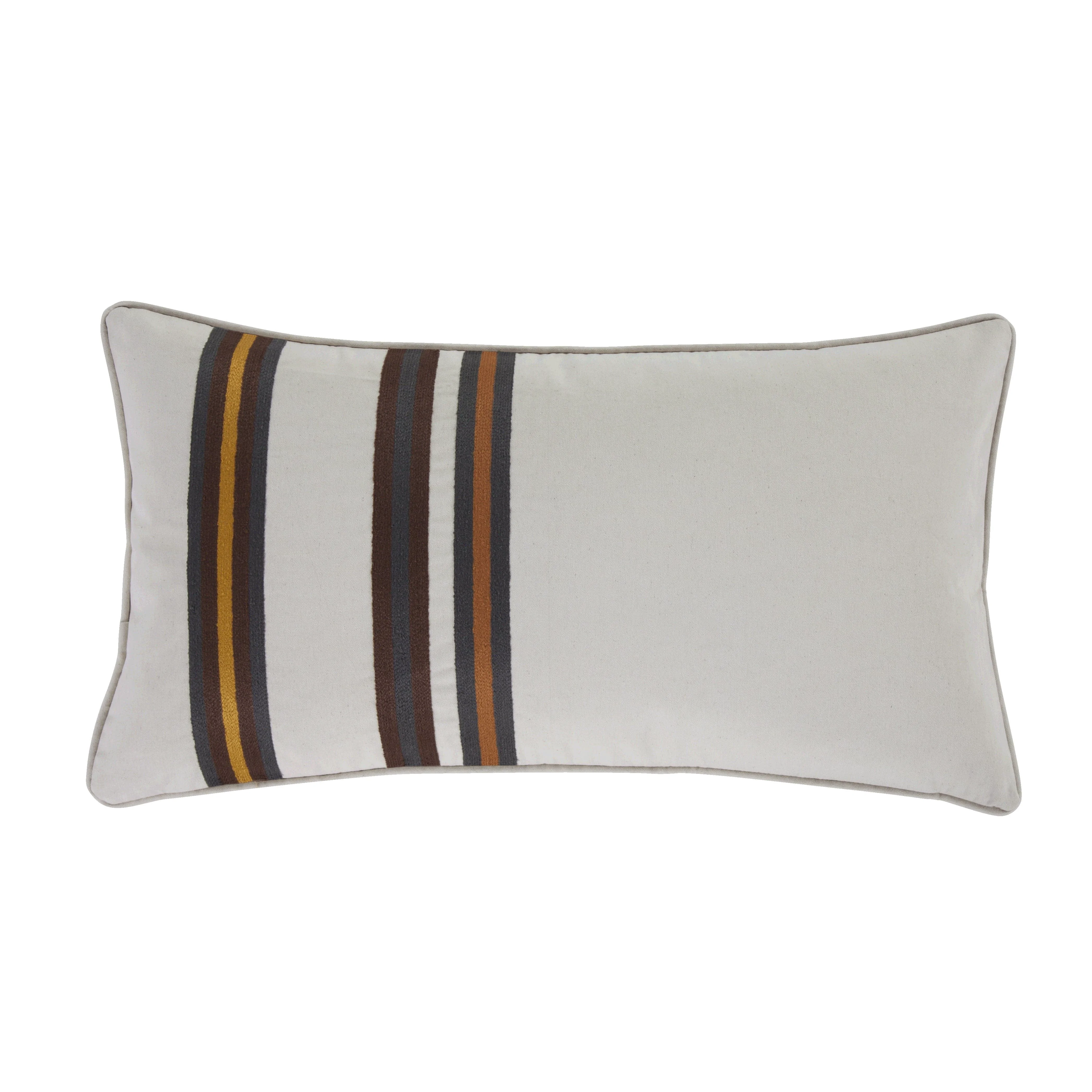 Modern Toluca Canvas Embroidered Cotton Lumbar Pillow Smart