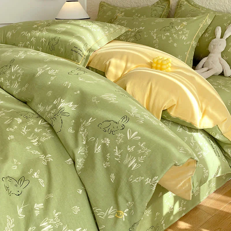 Original Design Ownkoti Bunny amp Leaf Brushed Cotton Bedding Set Versatile