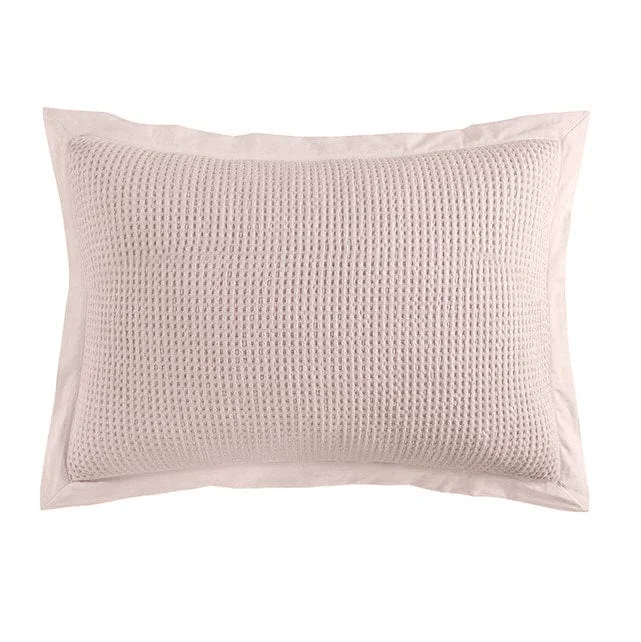 World-Class Stonewashed Cotton Waffle Weave Pillow Sham Set 2 Pc Pure