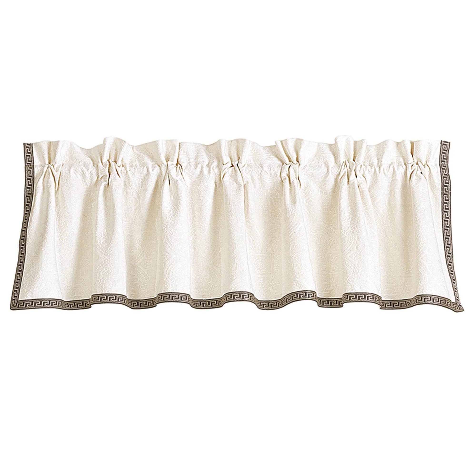 Stylish Matelassé Greek Key Trim Valance Secure