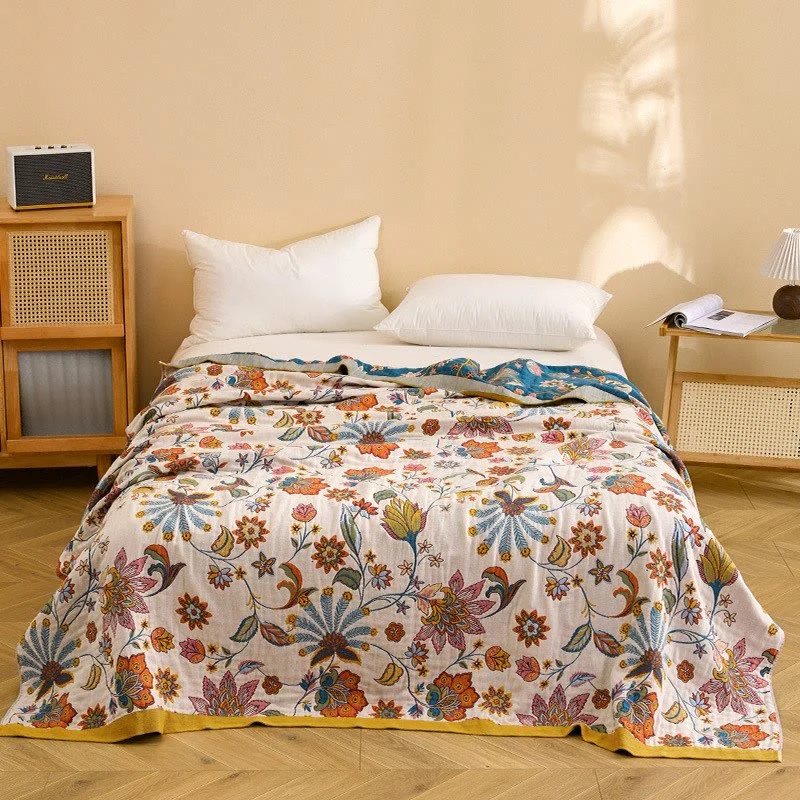Practical Ownkoti Reversible Floral Cotton Gauze Quilt Blanket Luxury