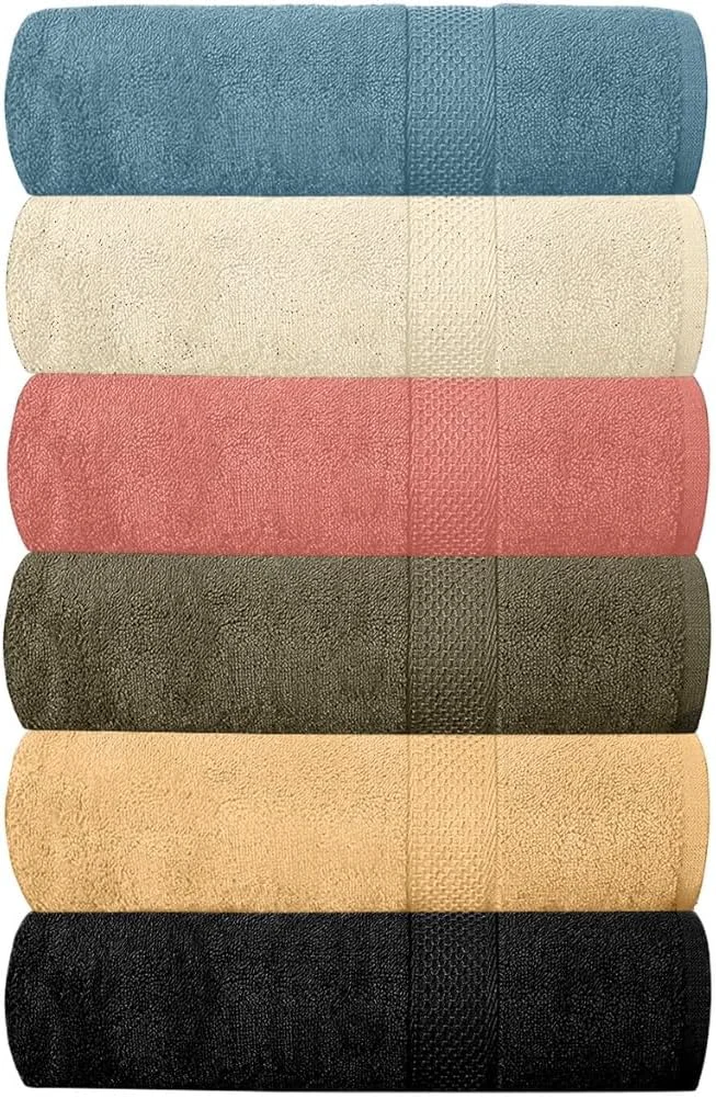 Authentic QUBA LINEN Hotel Spa Cotton Bath Towels Pack of 6 Ultra Soft Quick Dry Professional