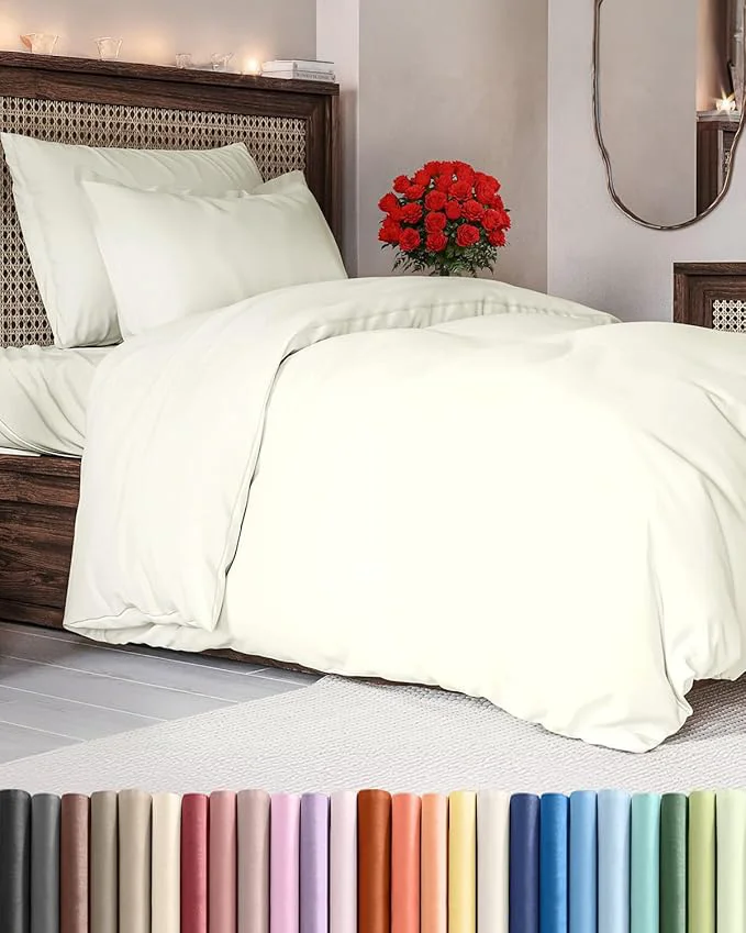 Casual Duvet Cover Twin Twin XL Size Set - Extra Soft Twin Twin XL Duvet Cover 68 quot x 90 quot with 1 Pillow Sham - Hotel Luxury Easy Care Fade w Zipper Closures amp Ties - Comfy Cozy amp Breathable Ivory Original Design