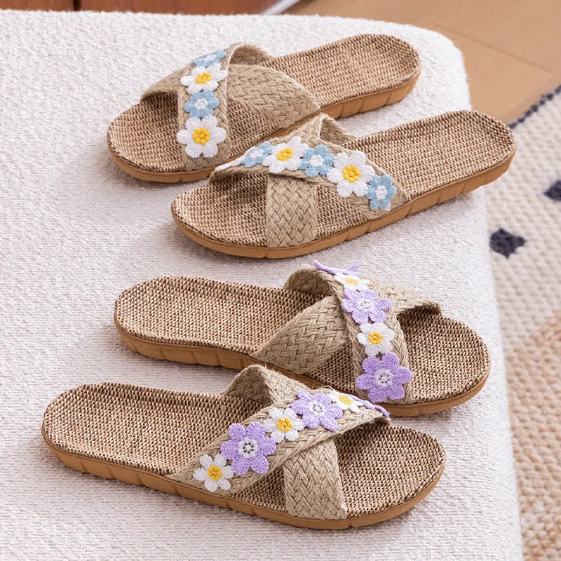 Top-Quality Ownkoti Cross-Band Woven Straw Slides Slippers Outstanding