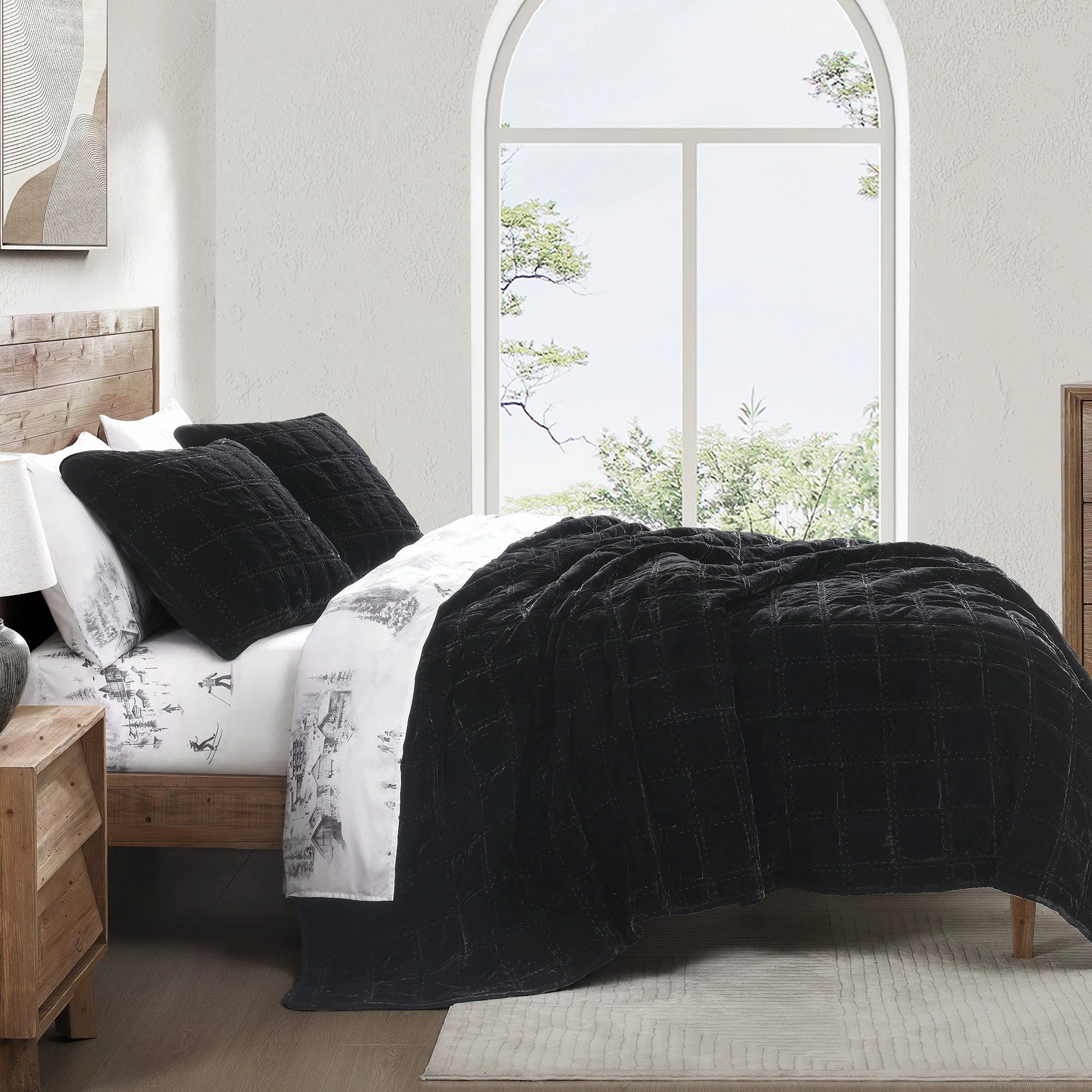 Official Stella Faux Silk Double Box Stitch Quilt Set 3 Pc High-Performance