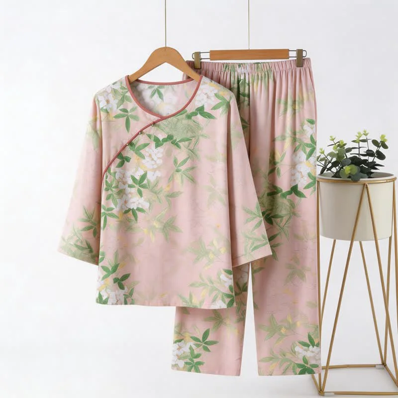 Exceptional Ownkoti Oriental Floral amp Leaf Pajama Set Carefully Designed