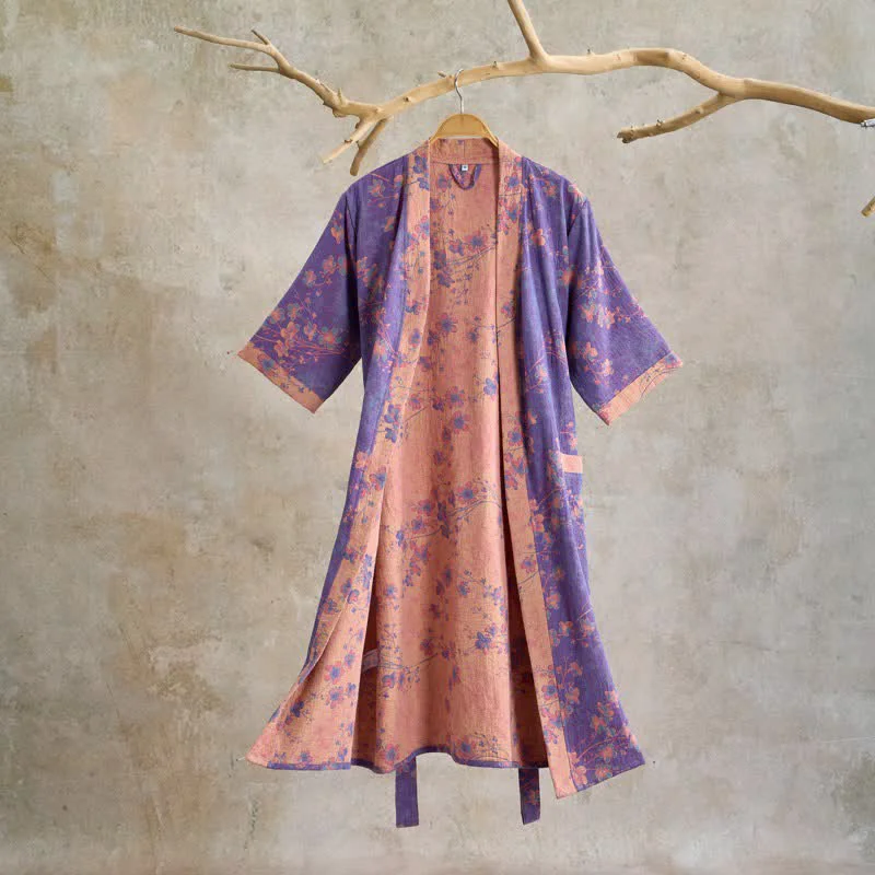 Environmentally Friendly Ownkoti Branch amp Floral Short Sleeve Cotton Robe Easy-to-Use