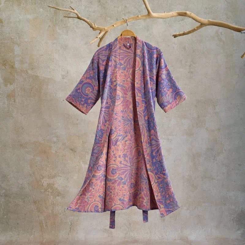 Superior Ownkoti Jungle Leaf Short Sleeve Cotton Robe Reliable