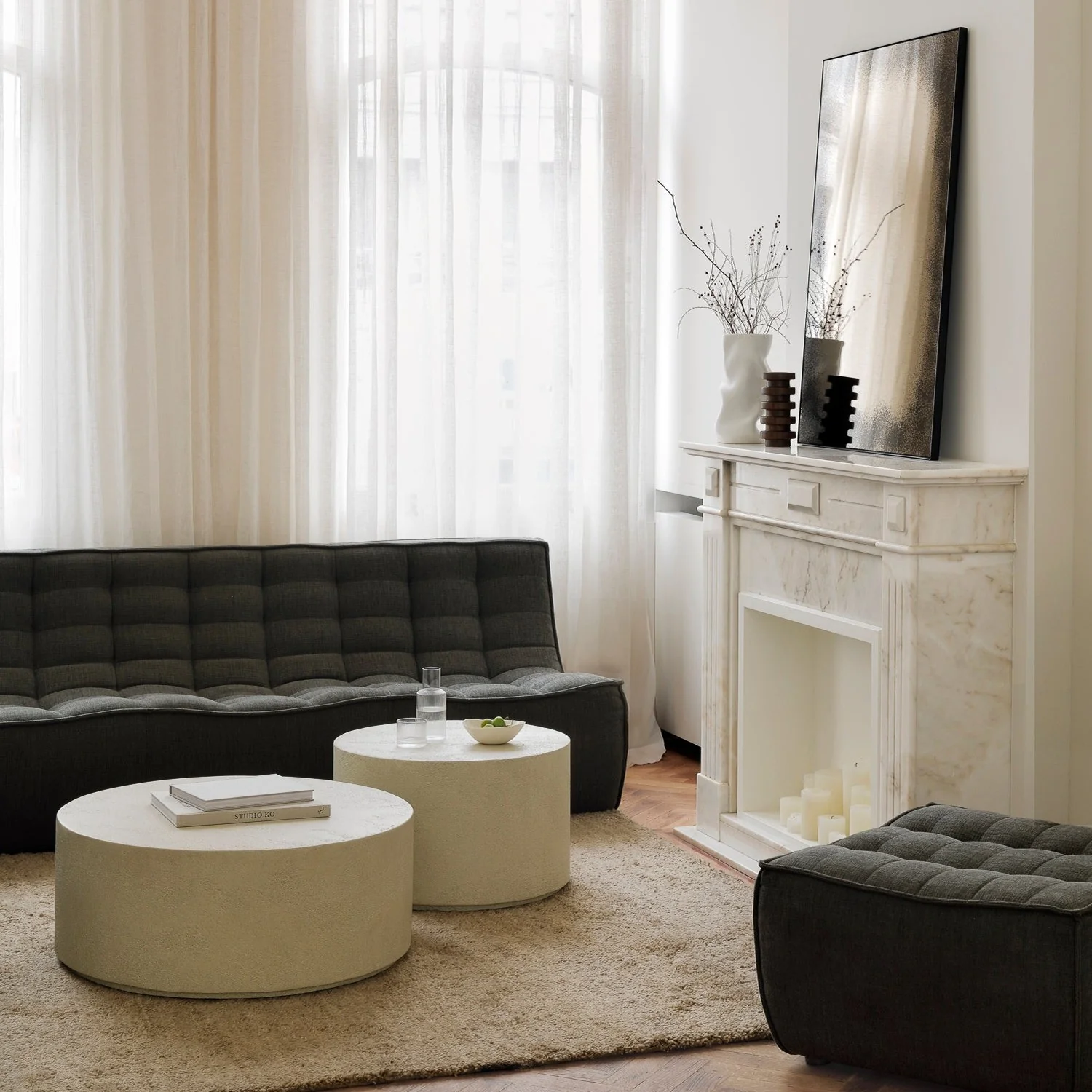 High-Grade Elements coffee table - Microcement - Off White - round Eco-Friendly