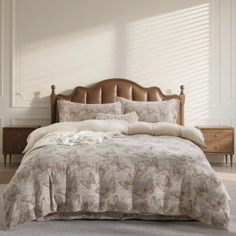 Original Ownkoti Pastoral Butterfly Cotton Gauze Bedding Set 4PCS Smooth