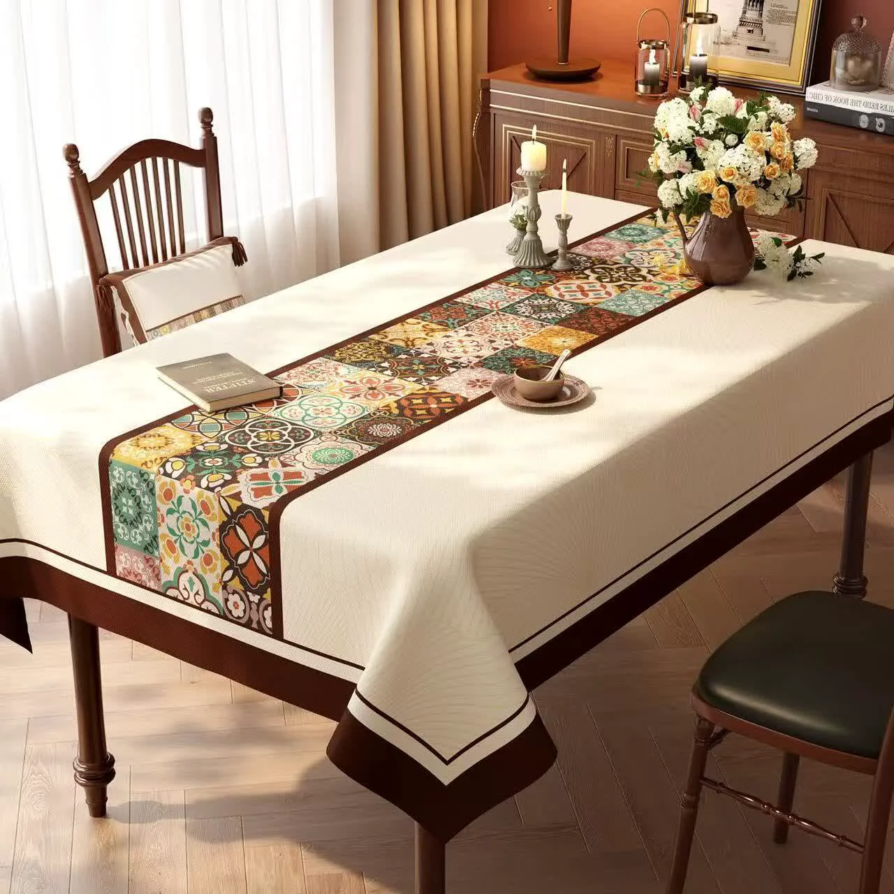 Versatile Ownkoti Boho Moroccan Tile Patchwork Tablecloth Quality