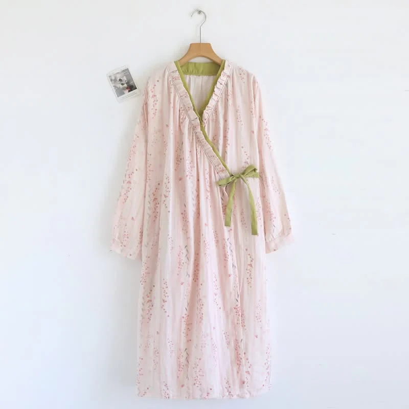 Soft Ownkoti Ditsy Floral Cotton Gauze Kimono Nightgown Contemporary