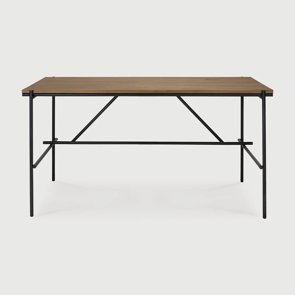 Efficient Oscar desk - teak - rectangular - with cable management Convenient